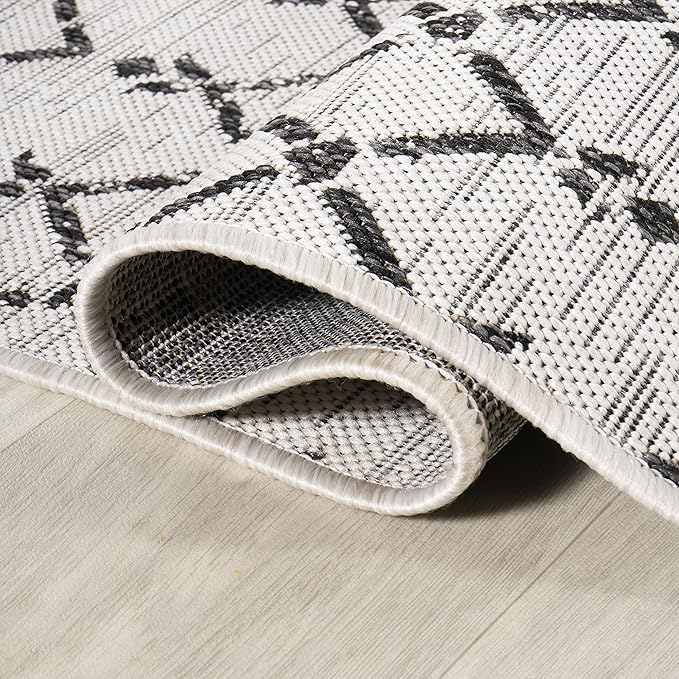 JONATHAN Y Moroccan Geometric Indoor Outdoor Square Area Rug 6X6 Cream/Black - Image 3