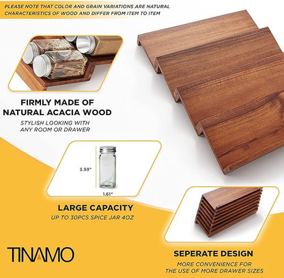 Tinamo Acacia Wooden Spice Rack Organizer - Image 4