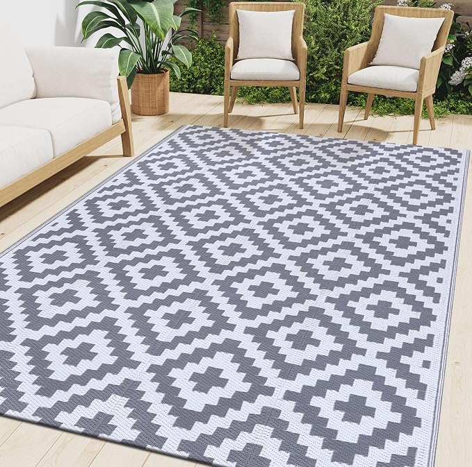 Smiry Waterproof Outdoor Rug 6x9 ft, Reversible Plastic Straw Patio Camping Rugs by Smiry