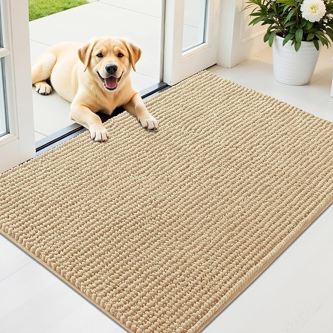OLANLY Dog Door Mat for Muddy Paws 44x32, Ultra Absorbent Chenille Mud Doormat by OLANLY