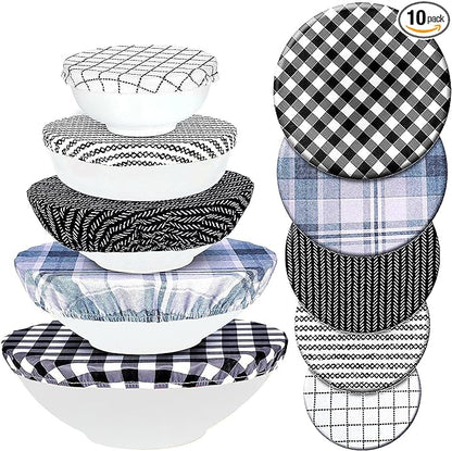 10Pcs Reusable Bowl Covers In 5 Size, Stretch Cloth Fabric Dish Cover Kitchen by CGFOXUO