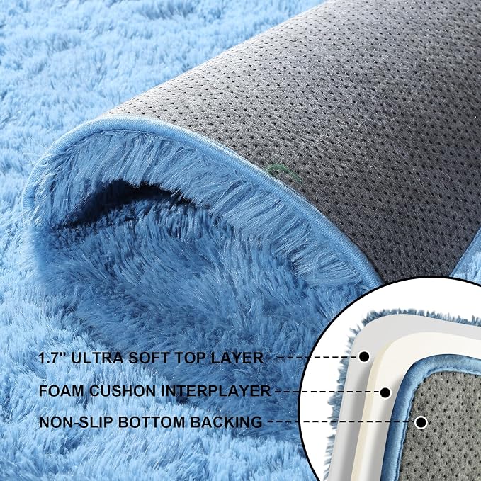 4x6 Rugs for Bedroom, Small Fuzzy Shag Soft Non-Slip Carpet for Kids Girls and - Image 3