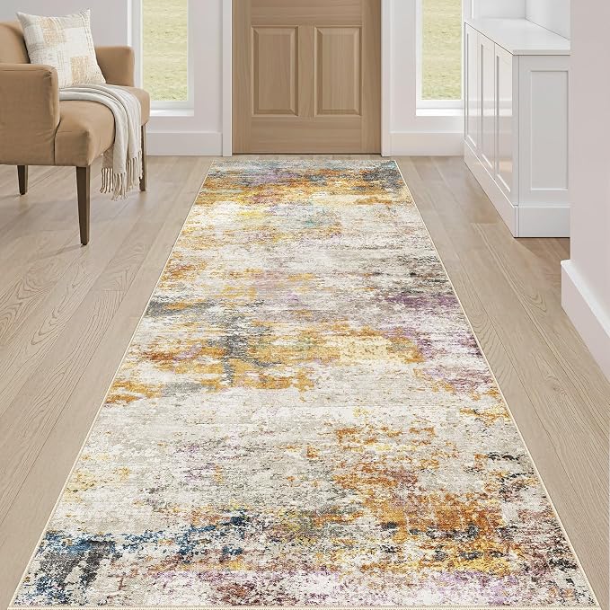 Runner Rug Kitchen Washable Rugs: 2x10 Non-Slip Abstract Soft Modern Stain - Image 4