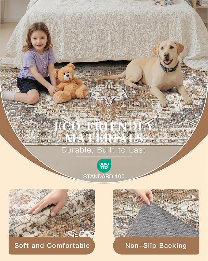 Madane Hallway Runner Rug 2'6''x10' Kitchen Runner, Non Slip Vintage Runners - Image 6