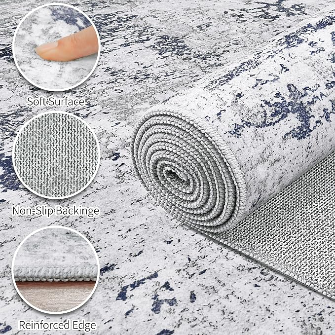 Area Rugs 10x14 Living Room: Large Modern Abstract Washable Rug Soft Anti-Skid - Image 8