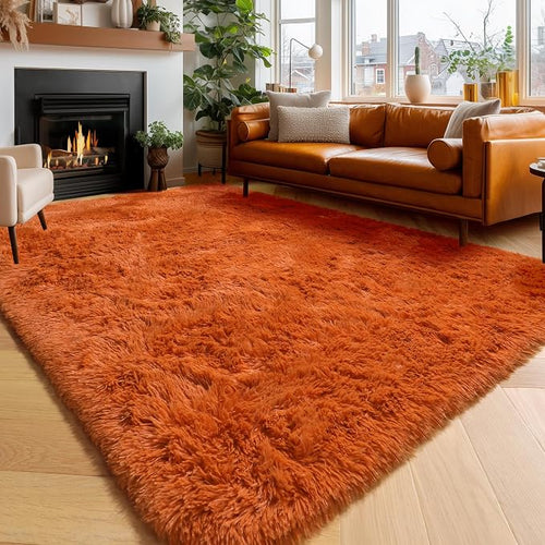 Amdrebio Burnt Orange Large Area Rugs 8x10 by Amdrebio