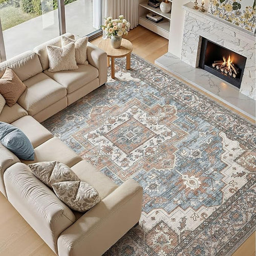 10x12 Area Rugs Living Room: Washable Vintage Rug Large Non-Slip Stain - Image 2