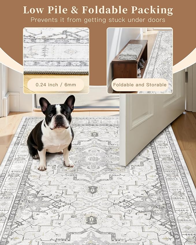 Madane Runner Rug 2'6''x8' Kitchen Runner, Hallway Runner Printed Vintage Rug - Image 6