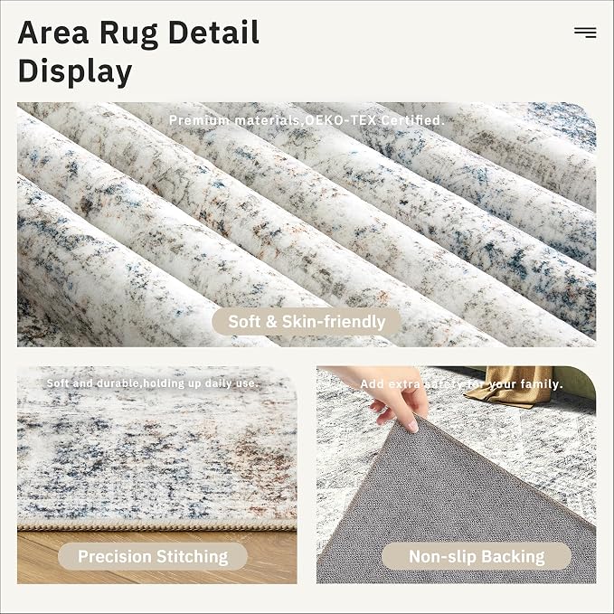 Soalmost 6x9 Area Rug for Living Room Washable 6x9 Non-Slip Modern Rugs for - Image 6