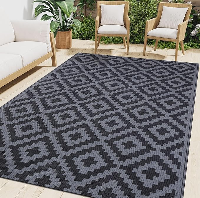 Smiry Waterproof Outdoor Rug 5x8ft, Reversible Plastic Straw Patio Camping Rugs by Smiry