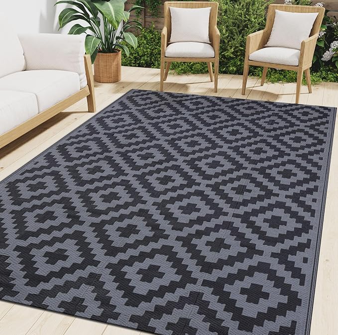 Smiry Waterproof Outdoor Rug 8x10 ft, Reversible Plastic Straw Patio Camping by Smiry