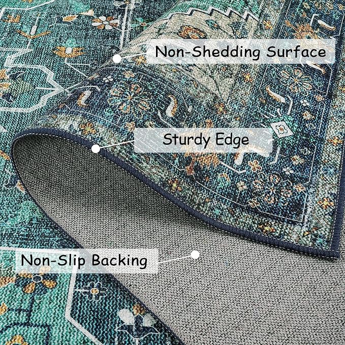 Moynesa Ultra-Thin Washable Vintage Area Rug - Image 3