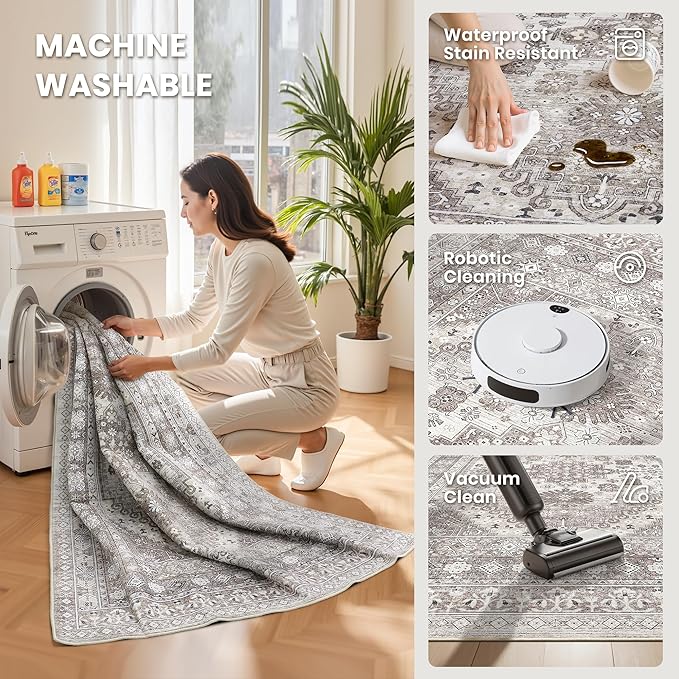 zesthome 2x6 Runner Rug for Hallways, Machine Washable Rug, Non Slip Vintage - Image 4