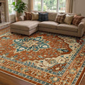 RELEANY Area Rugs 7'x9' Washable Non-Slip, Floral Vintage Distress Medallion by RELEANY
