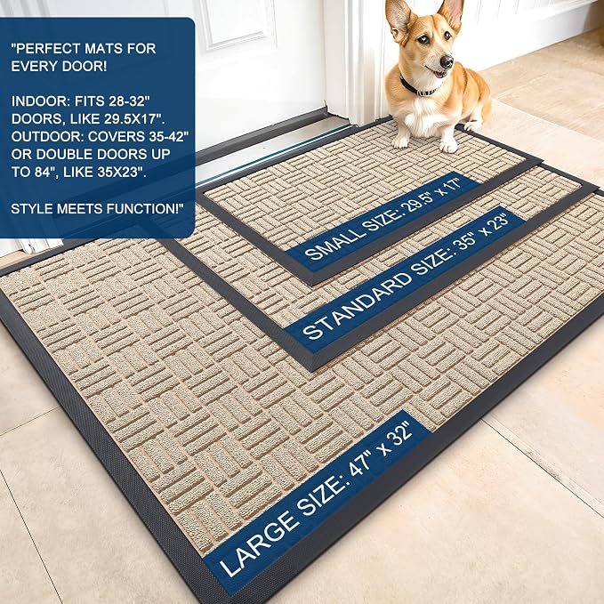 OLANLY Front Door Mat Outside Entrance 47x32, Heavy Duty Sturdy Natural Rubber - Image 2