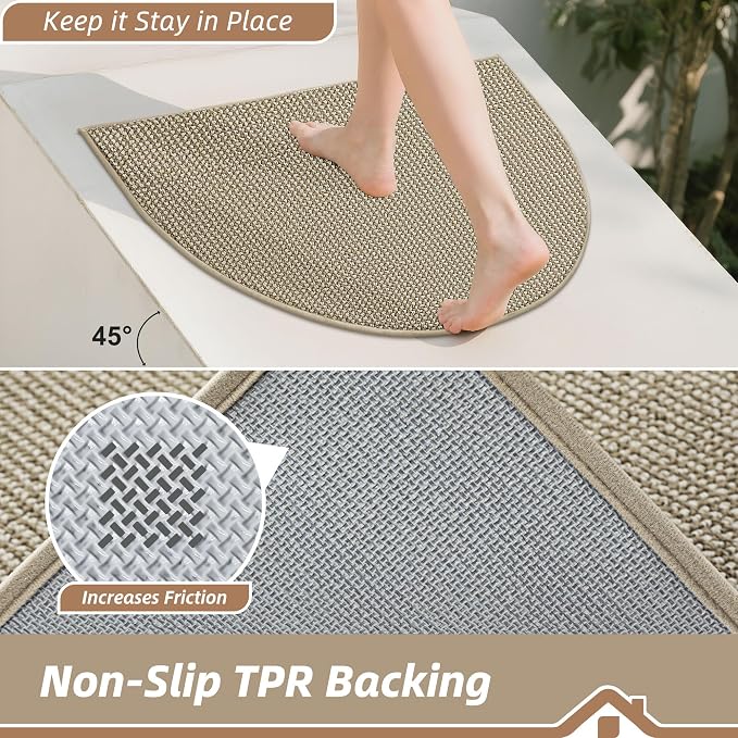 BEQHAUSE Dirt Trapper Door Mat 24" x 36" Half Circle Non-Slip Washable Doormats - Image 4