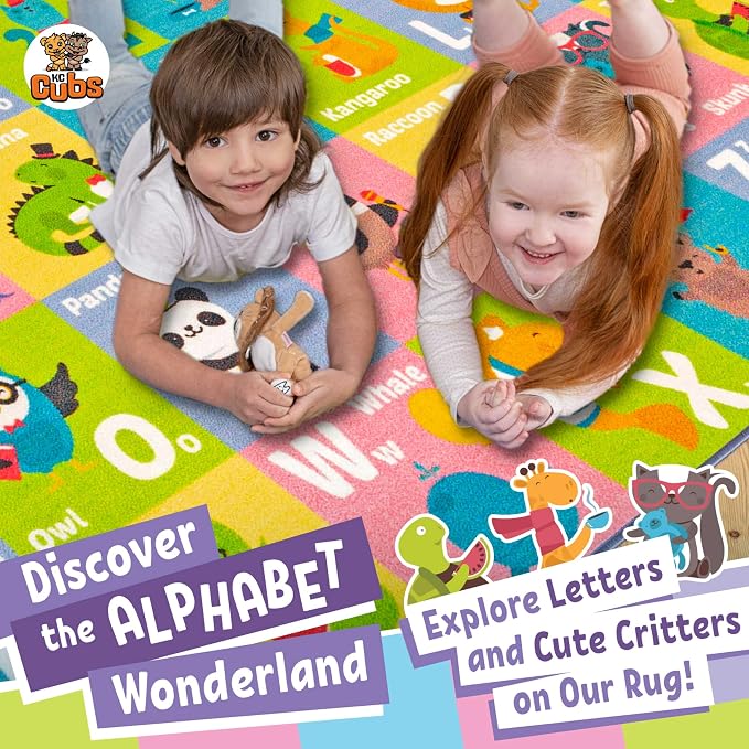 KC Cubs 3x5 ABC Alphabet Animal Rug – Educational Non-Slip Play Mat - Image 8
