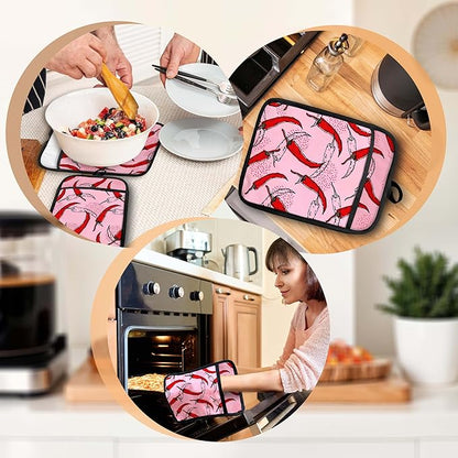 Pink Pepper Kitchen Pot Holders - Image 6