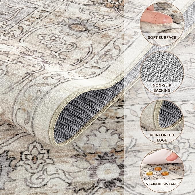 Washable 8x10 Area Rug for Living Room & Dining Room - Image 3