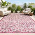 JONATHAN Y Vintage Filigree Indoor Outdoor Area Rug 5X8 Light Gray/Fuchsia by JONATHANY