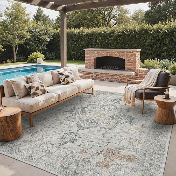 GENIMO Outdoor & Indoor Area Rug 8'x10', Waterproof, Non-Shedding, Easy Cleaning by GENIMO
