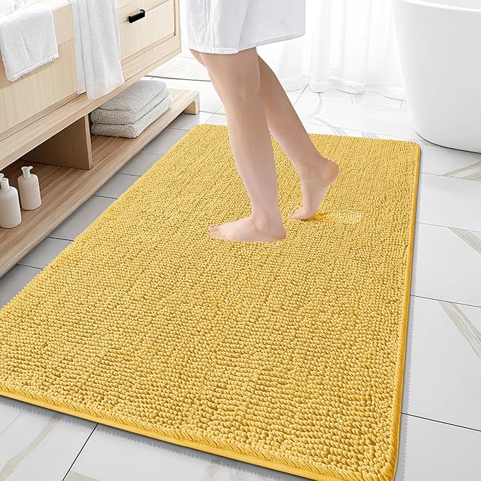 OLANLY Large Bathroom Rugs 59x35, Extra Soft Absorbent Chenille Bath Rugs by OLANLY