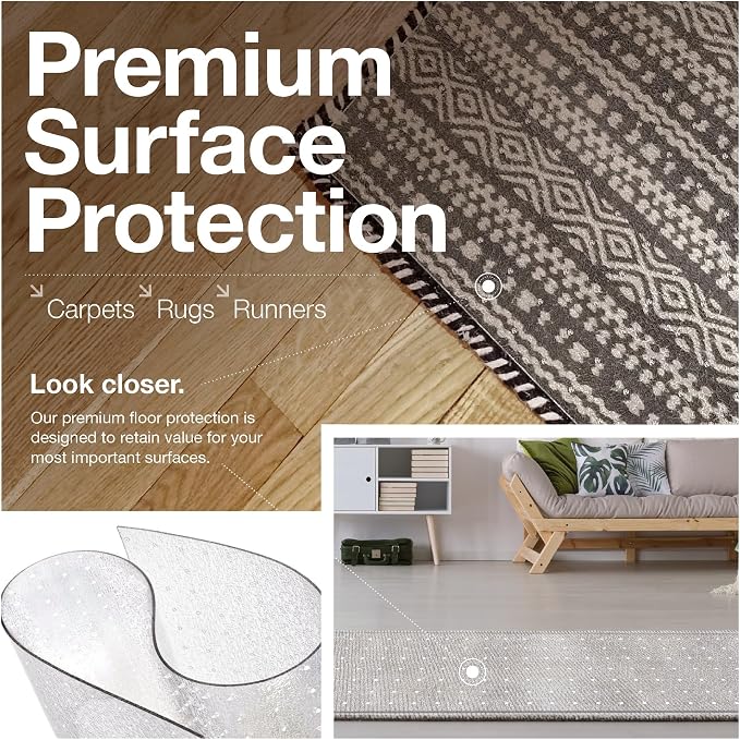 Clear Carpet Runner, USA Made, 27 x 84 Inch, 2mm Thick Cleated Vinyl, Plastic - Image 4