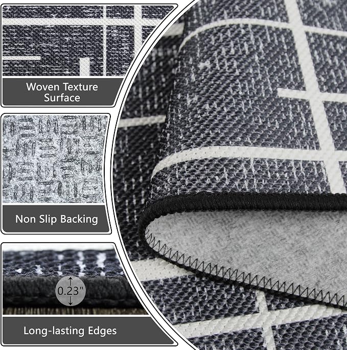 Modern Stripe Hallway Runner Rug Non Slip, Washable 2x10 Runner Rug, Woven Thin - Image 8