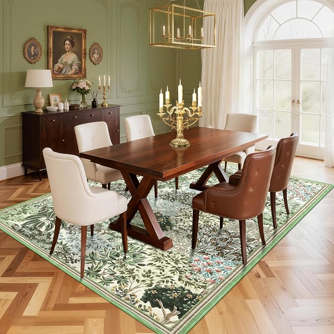 GarveeHome Forest Rugs 8x10, Botanical Low Pile Non Slip Stain Resistance Large - Image 8