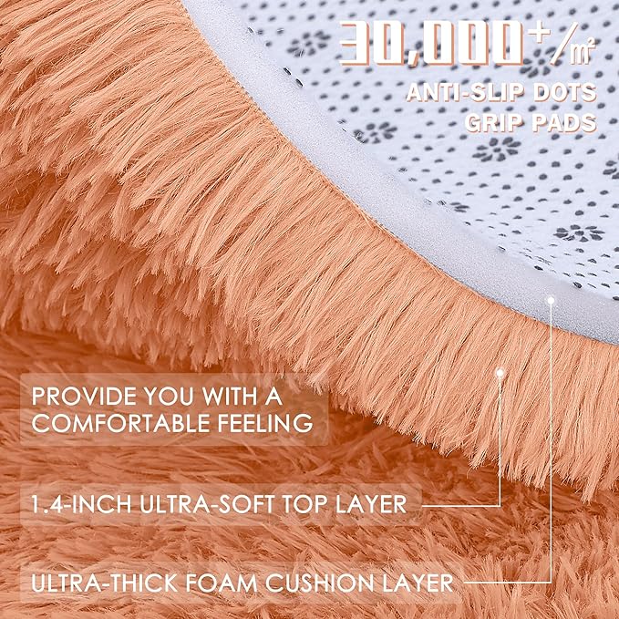 OLANLY 2x3 Machine Washable Small Bedside Rug, Soft Fluffy Shaggy Entryway - Image 7