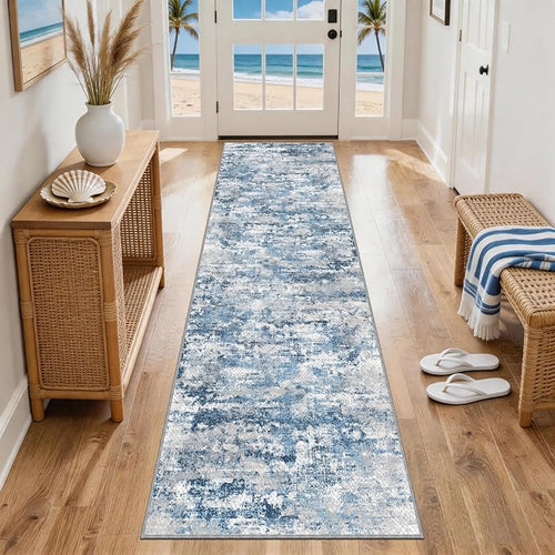 Abstract Washable Runner Rug 2x6, Hallway Rug Non-Slip, Woven Non-Shedding Thin by TTelephant
