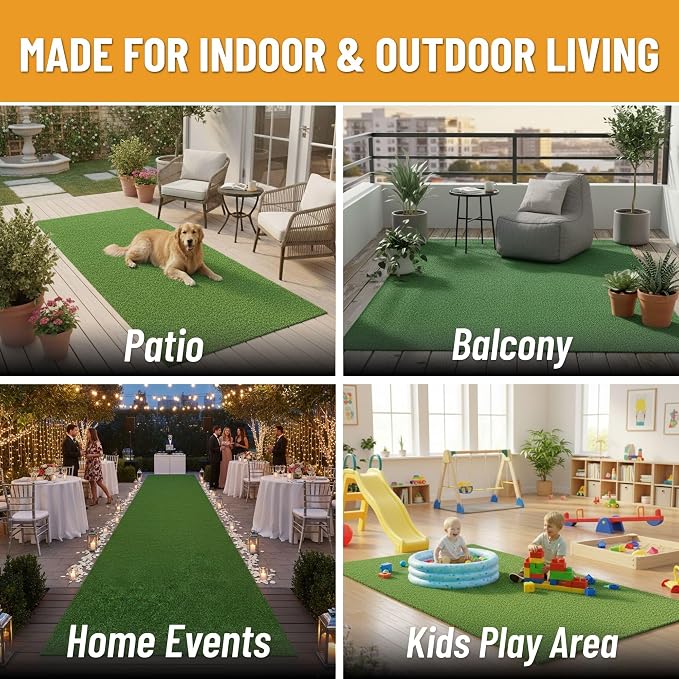 Ottomanson Artificial Grass Runner Lite 22" x 24', Fake Grass - Image 4
