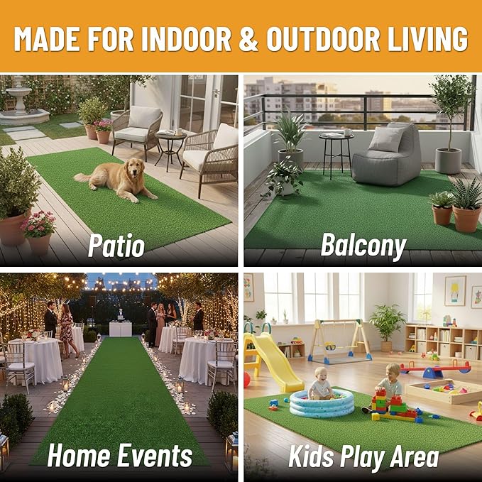 Ottomanson Artificial Grass Runner Lite 31" x 12', Fake Grass - Image 4