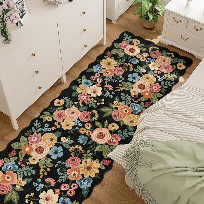 DUKINO 2.6x10 Runner Rug for Hallway, Lightweight Washable Floral Kitchen Rug - Image 8
