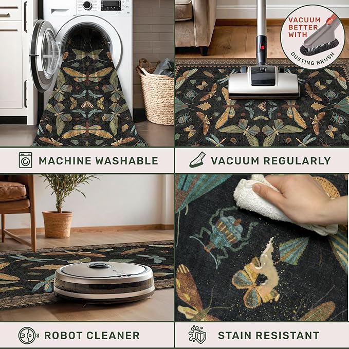 2x5 Black Washable Kitchen Runner Rugs Non Skid Washable - Image 4