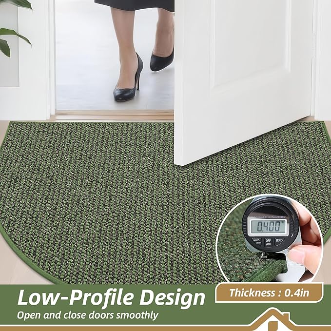 BEQHAUSE Dirt Trapper Door Mat 17" x 30" Half Circle Non Slip Washable Doormats - Image 5