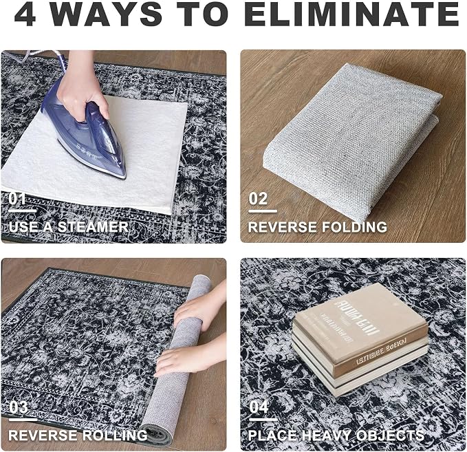 KILOCOCO Hallway Runner 2x8 Rug Runner Printed Vintage Floral Washable Kitchen - Image 8