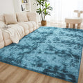 Litanika 8x10 Shag Area Rug for Living Room Bedroom, Tie-Dyed Blue High Pile by Litanika