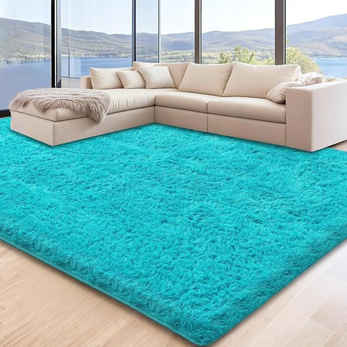 6x9 Teal Area Rugs for Living Room, Large Fluffy Shag Rug for Bedroom Boys Kids by Unknown