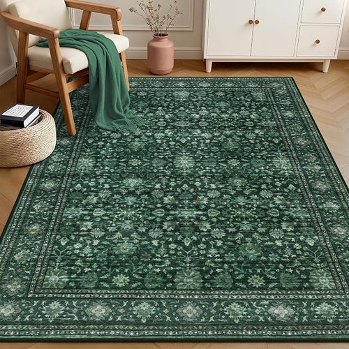 3x5 Area Rugs Living Room Rug: Washable Vintage Distressed Floral Rug No Slip - Image 2