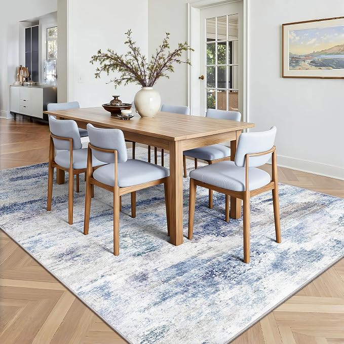5x7 Area Rugs, Abstract Morden Soft Washable Rug, Non-Slip Low Pile Rugs - Image 4