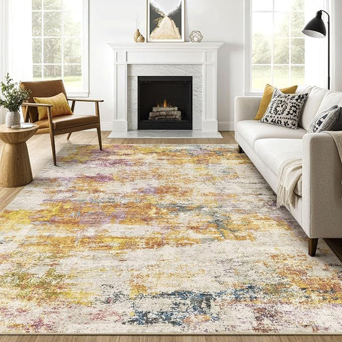 10X12 Area Rugs Living Room: Washable Large Abstract Modern Soft Stain by LOONGRUG