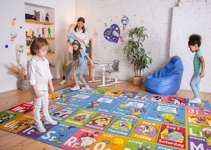 Looney Tunes Educational 5x7' Kids Rug – ABC Alphabet, Months & Days Learning - Image 3