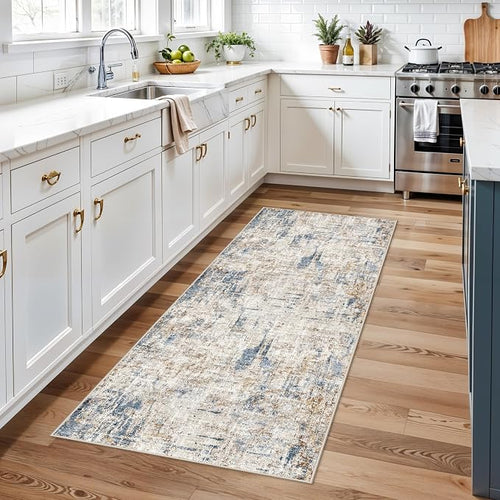 2x6 Washable Non-Slip Hallway Runner Rug – Modern Abstract Soft Carpet Runner - Image 2
