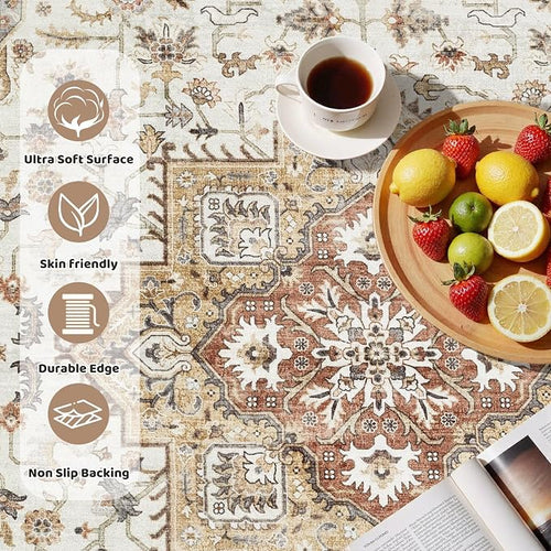 8ft Round Vintage Living Room Area Rug - Image 2