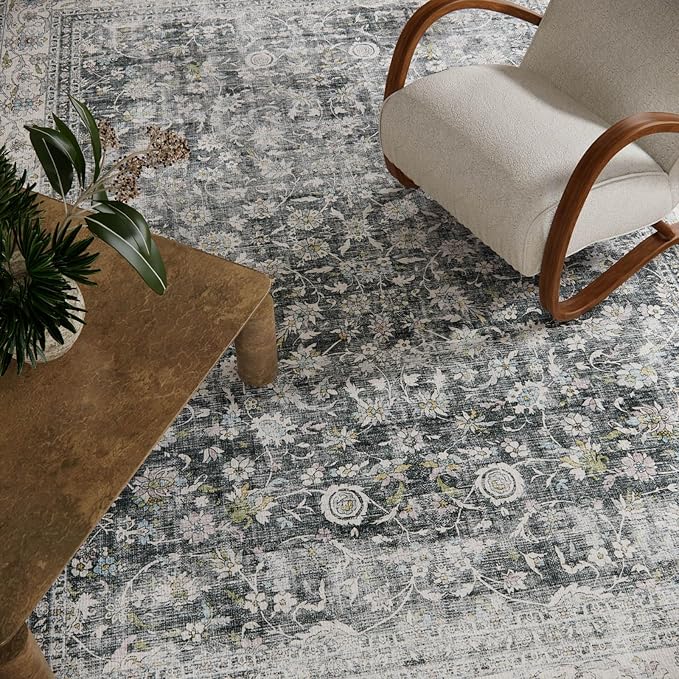 Machine Washable Rugs for Living Room: 6x9 Bedroom Rug Vintage Boho Area Rug - Image 4