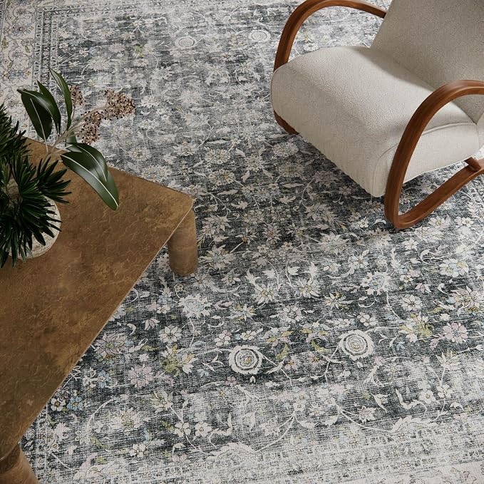 Machine Washable Rugs for Living Room: 5x7 Bedroom Rug Vintage Boho Area Rug - Image 4