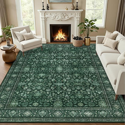 8x10 Area Rugs for Living Room: Washable Rug Soft Vintage Distressed Floral by EXPEDIX
