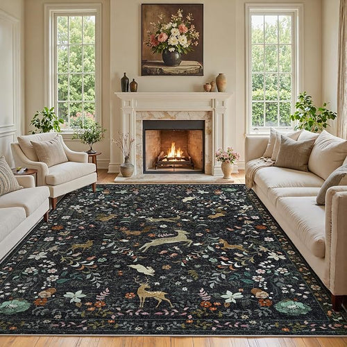 9x12 Area Rugs Washable Rug: Large Boho Living Room Rug Soft Non-Slip Low Pile by Yidanamy