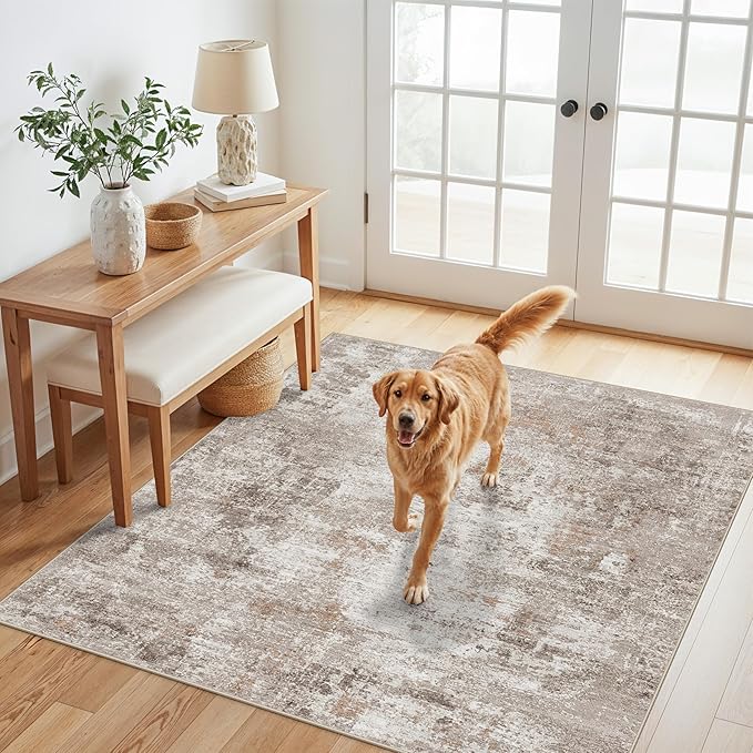 5x5 Square Entryway Rug Washable – Non-Slip Small Area Rug by ZHXXUJ